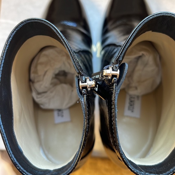 NWT Jimmy choo Black patent Ankle Boots 65. Size 38 - Picture 6 of 12